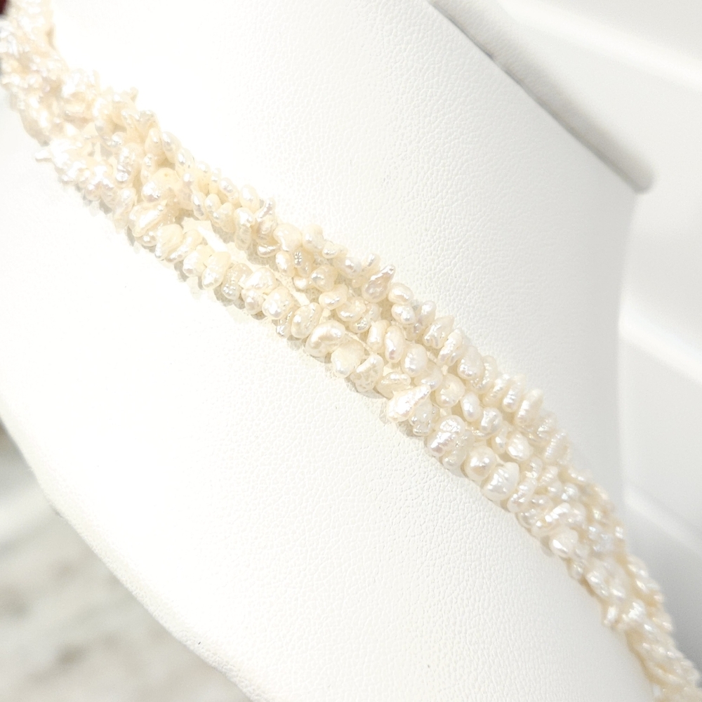 Vintage Pearl Necklace Genuine Freshwater Pearl 30" Beaded Multistrand Cream - Picture 5 of 16
